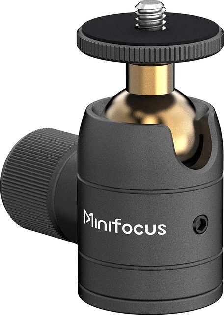 MINIFOCUS Mini-Kugelkopf mit 1/4 Zoll Schraube, 360 Grad drehbarer Stativkopf in Schwarz für LED-Licht, Stativ, Einbeinstativ, Schieber und Digitalkameras - Bild 1