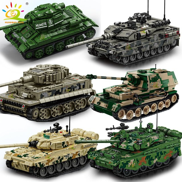 HUIQIBAO Militär T-34 Panzer Bausteine-Set für Kinder als Konstruktionsspielzeug aus Kunststoff - Bild 1