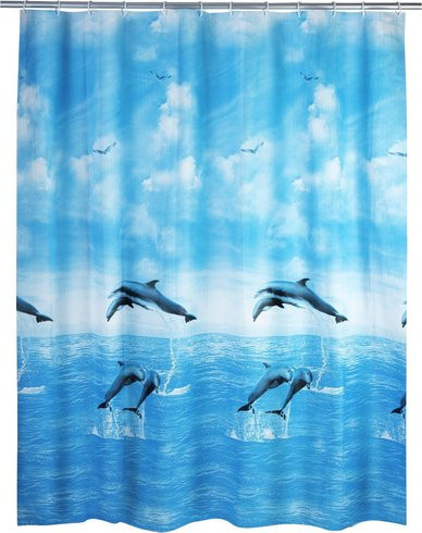 WENKO Duschvorhang Dolphin mit Delfin-Motiv, mehrfarbig, B/H: 180 x 200 cm - Bild 1