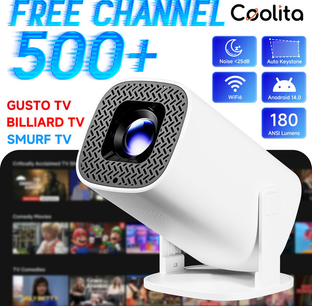 HONGTOP P30PLUS Smart Mini-Projektor in Weiß mit WiFi6-Unterstützung, 4K-Unterstützung und 1280 x 720P HD-Auflösung für dein Heimkino - Bild 1