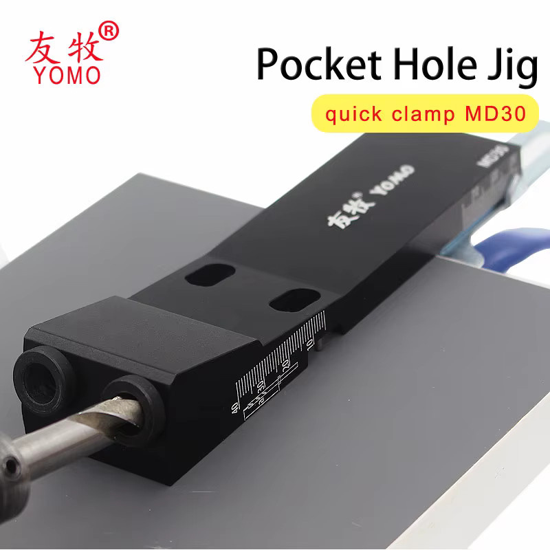YOMO MD30 Ganzmetall-Taschenloch-Vorrichtungs-Set mit Schnellspanner und Stufenbohrern - Bild 2