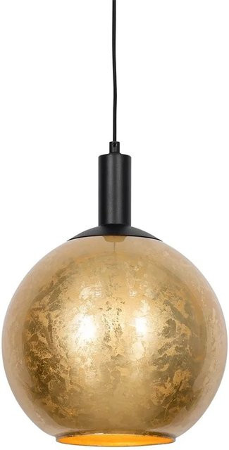 QAZQA Design Hängelampe Globus in Schwarz mit goldenem Glas und E27 Fassung - Bild 1