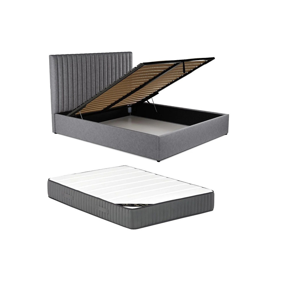 Vente-unique Bett Sarah mit Bettkasten und Polsterung in Grau, B/T/H: 160 x 200 cm - Bild 2