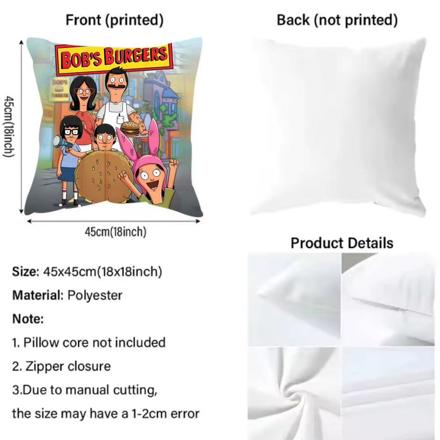Bobs Burgers Kissenbezug mit buntem Muster für dein Wohnzimmer und Schlafzimmer, Multicolor - Bild 4