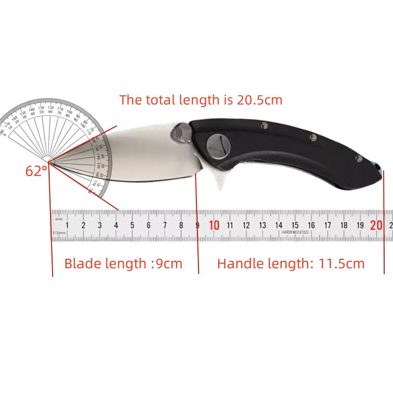 JIBENREN Kompaktes Mini-Klappmesser aus D2-Stahl in Schwarz - Bild 5