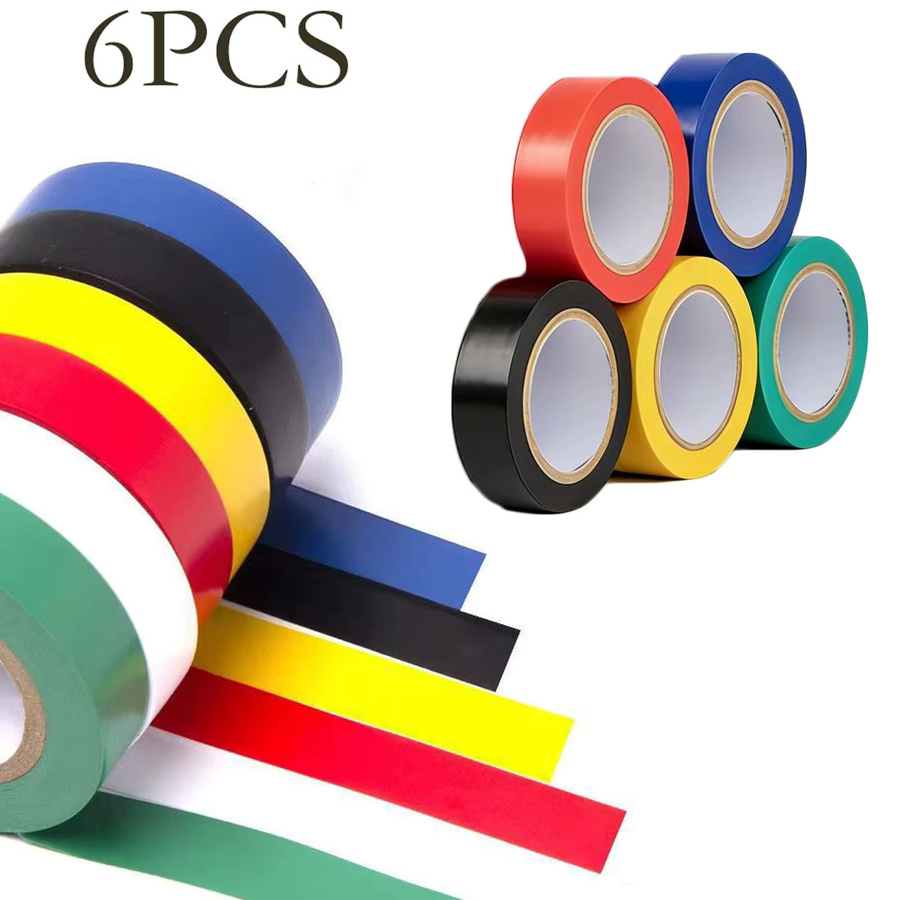 6er-Set isolierendes PVC-Klebeband in Schwarz und Multicolour, wasserdichtes Isolierband für Drähte mit hoher Viskosität - Bild 4