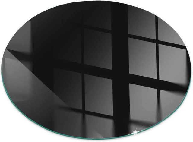 Tulup Runde Glasplatte für Kamin in Schwarz, Durchmesser: 50 cm - Bild 1