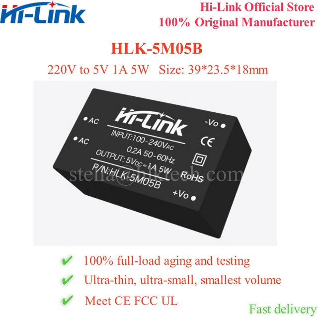 2 Stück Hi-Link HLK-5M05B AC-DC Leistungsmodul 5W 220V auf 5V 1A in Schwarz - Bild 1