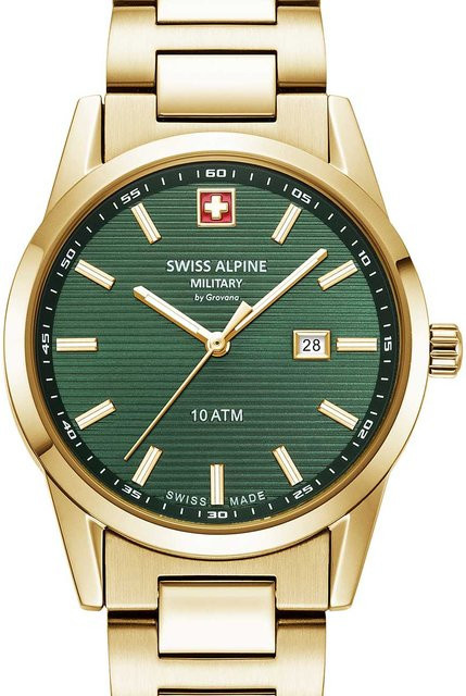 Swiss Alpine Military Damenuhr, Quarz, Edelstahl, grün, 34 mm, 10 ATM - Bild 1