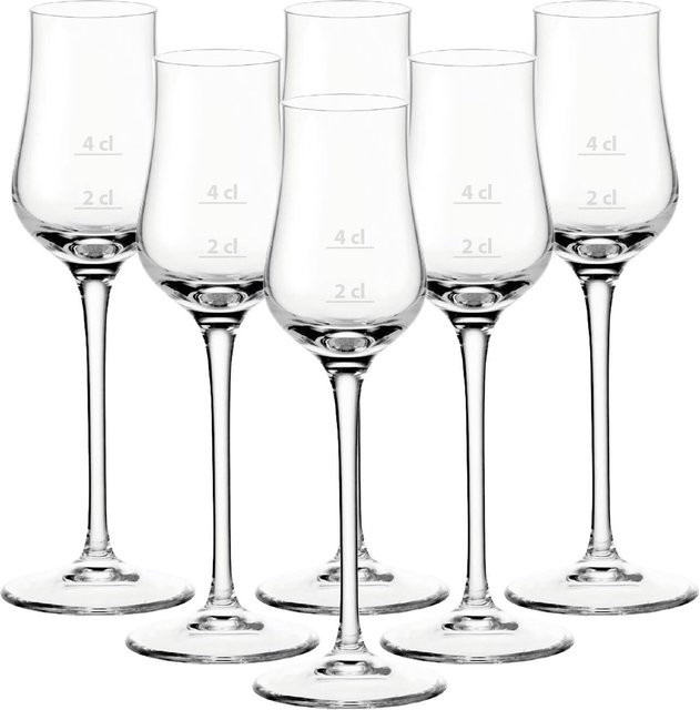 Leonardo Puccini Gastro-Edition Grappagläser mit Füllstrichen 2 & 4 cl, 6er Set, transparent - Bild 1