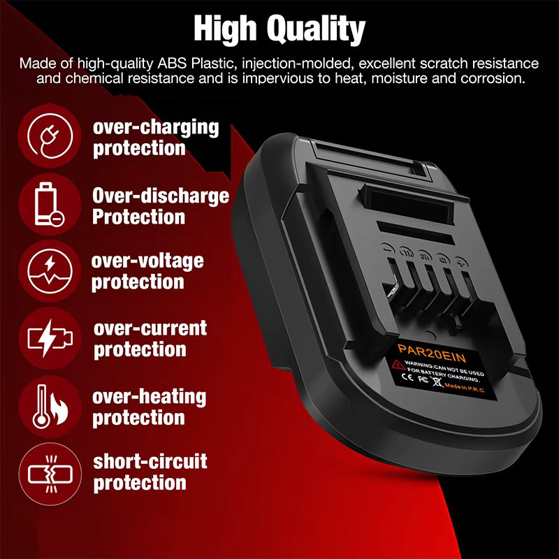 ALASICKA PAR20EIN Akku-Adapter-Konverter Schwarz für Parkside 20 V und Einhell 18 V Li-Ionen-Akkus - Bild 5
