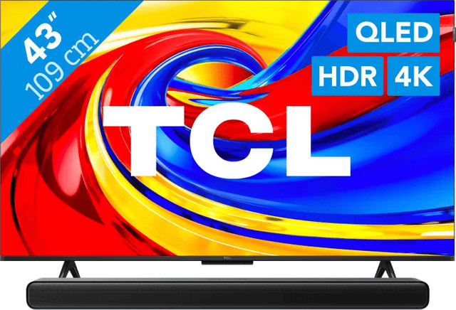 TCL 43 Zoll QLED P79L 4K UHD Smart TV (2026) und TCL S45H 2.0 Soundbar Set in Schwarz mit Bluetooth und HDMI - Bild 1