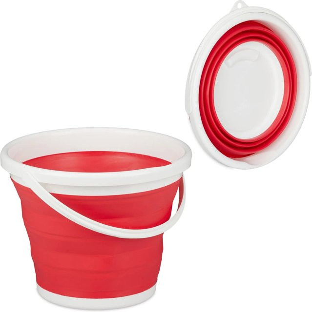 Faltbarer Relaxdays Eimer aus PP und TPE in Rot, B/T/H: 24,5 x 33 x 34,5 cm - Bild 1