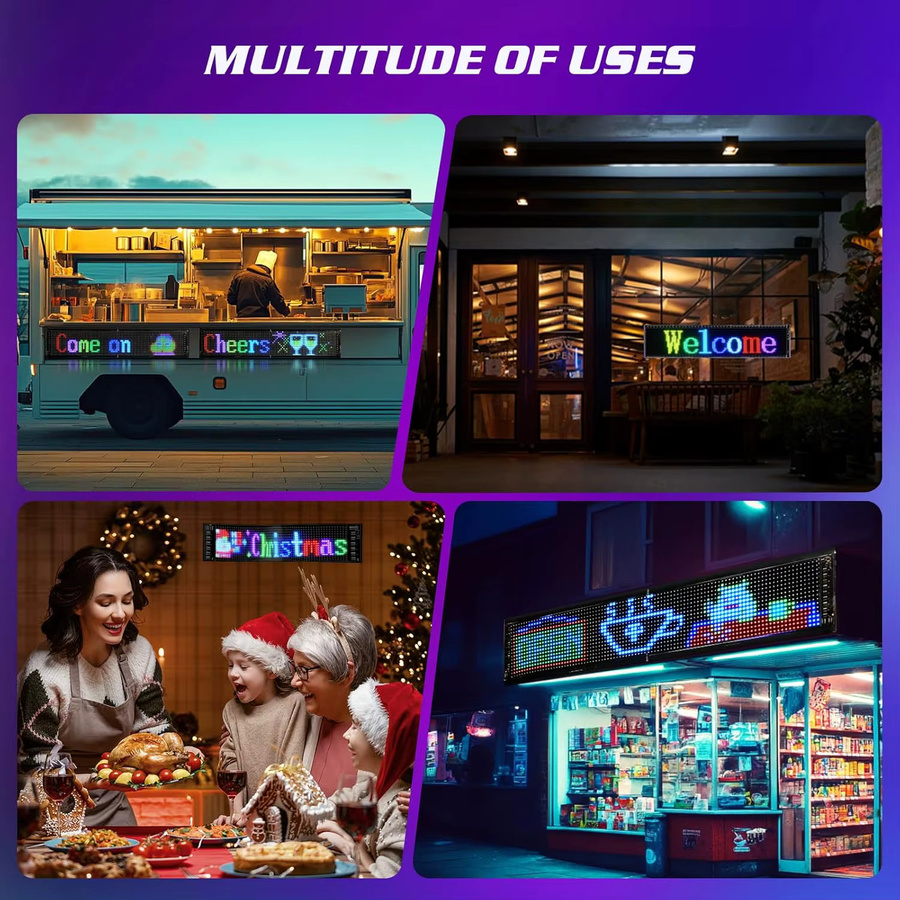 Programmierbares LED-Lichtschild mit App-Steuerung und WiFi, IP65 wasserdichte LED-Anzeigetafel in Schwarz, Multicolour DIY LED-Panel mit USB-Anschluss - Bild 2
