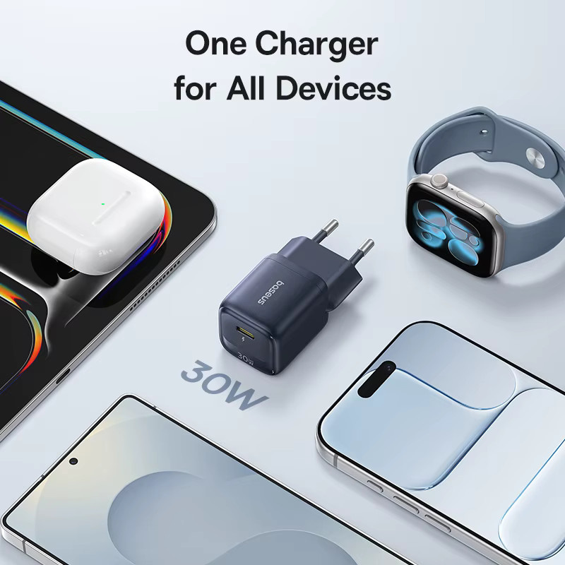 Baseus 30W USB-C GaN-Schnellladegerät mit PD3.0, QC3.0 und PPS in Schwarz - Bild 4