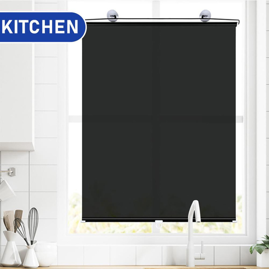 SURTOP Verdunkelungsrollo Schwarz mit Saugnäpfen, tragbare Fensterabdeckung aus PVC, B: 125 cm, H: 40 cm - Bild 3