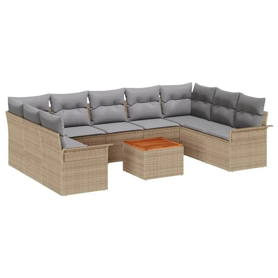 vidaXL Garten-Sofa-Set 10-teilig aus Polyrattan in Beige mit Polsterung und Stauraumfunktion - Bild 2