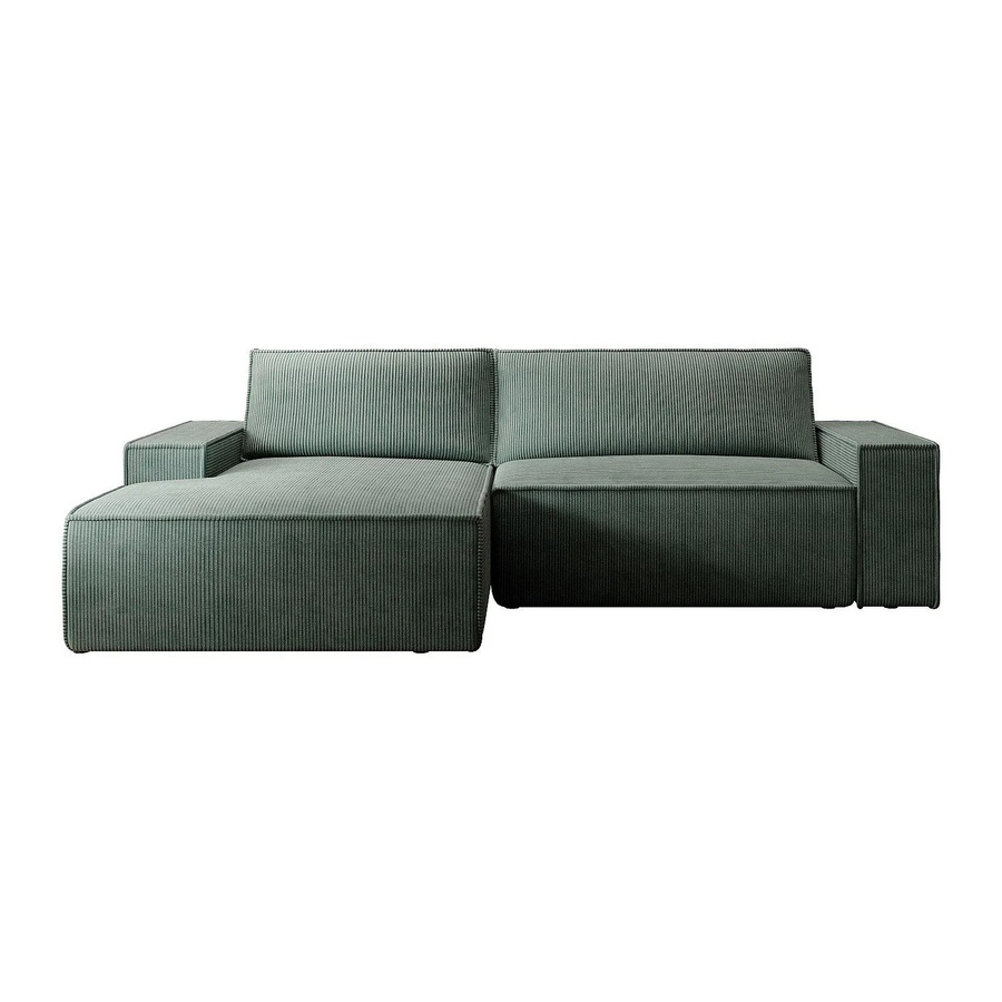 Vente-unique Sofa Amelia in Tannengrün mit Cord-Bezug und L-Form - Bild 2