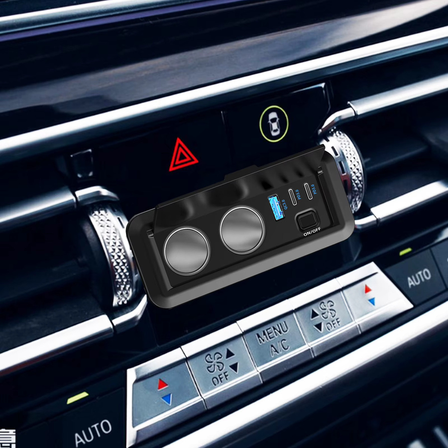kebidumei USB-Autoladebuchse mit 3 Ports, Dual 36W PD3.0 & 18W QC3.0 Ladegerät, Wasserdicht für 12V/24V Auto LKW Boot, Schwarz - Bild 3