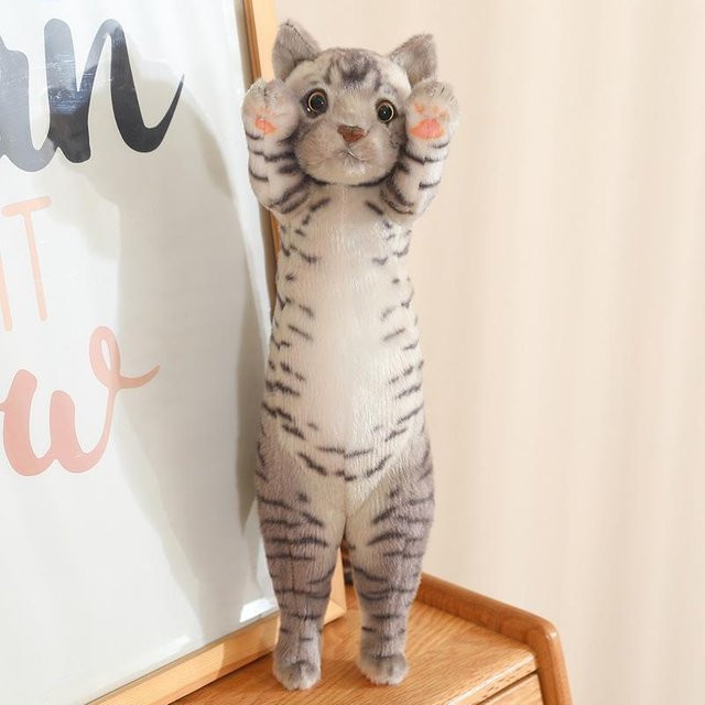 Glückskatzen-Stofftier, Kaliko-Katze gestreift, braun, 58cm, ab 14 Jahren - Bild 1