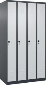 C+P Spind Classic PLUS Garderobenschrank mit 4 Abteilen, Stahlkonstruktion, Anthrazit/Grau, B/T/H: 100 x 50 x 185 cm - Bild 1