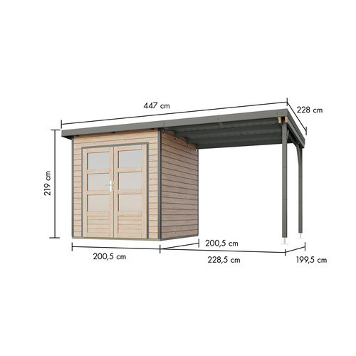 Karibu Gartenhaus Haby Log Cabin in Braun, B/H/T: 229 x 219 x 228 cm - Bild 2