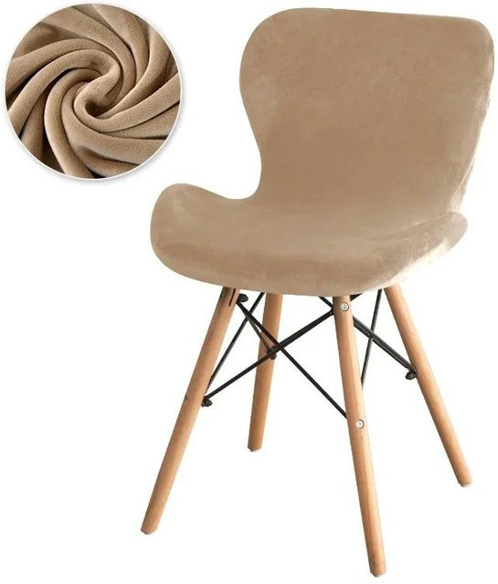 Bestbags Samt Schmetterlingsstuhlbezug für gebogene Esszimmerstühle und Barhocker in Beige - Bild 1