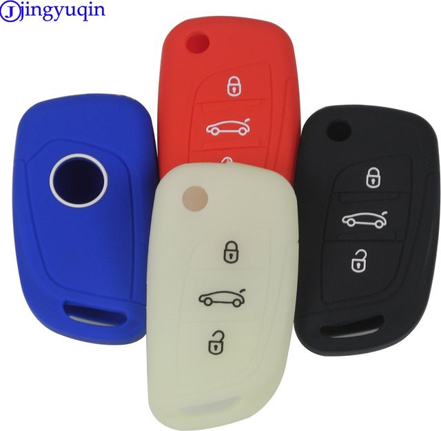Jingyuqin Silikon Schutzhülle für 3-Tasten Fernbedienung Schlüssel Fob passend für Peugeot 207 307 308 und Citroen C2 C3 C4 C5 C6 C8 - Bild 1