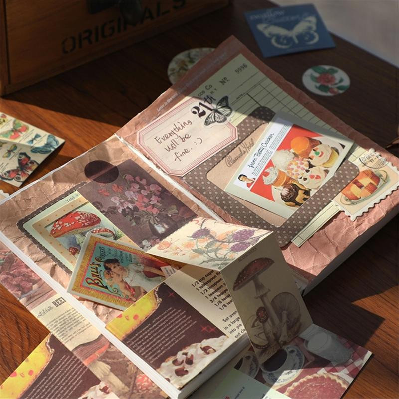Vintage Scrapbooking Zubehör Set mit ästhetischen Journaling Kits, Papier, Aufklebern und Tape in Multicolour - Bild 2