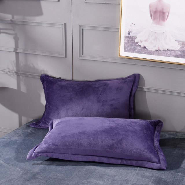 WTEMPO Kissenbezug-Set aus Korallenvlies in Lila, 2er-Set, B: 48 cm, L: 74 cm - Bild 1