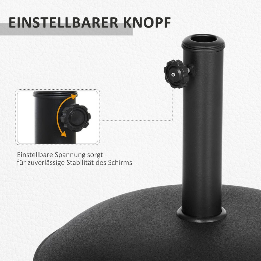 Outsunny Schirmständer aus Stahl und Zement in Schwarz, Höhe: 34,5 cm, Breite: 49 cm - Bild 5
