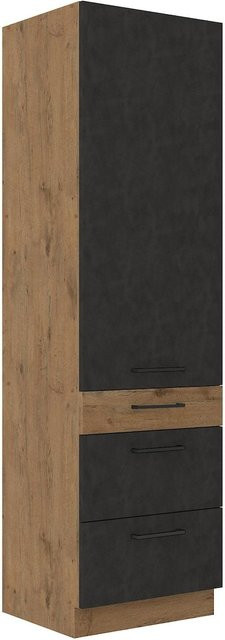 Vigo Hochschrank Lancelot Matera in Eiche und Grau mit 3 Schubkästen und einer Tür, Breite: 60 cm - Bild 1