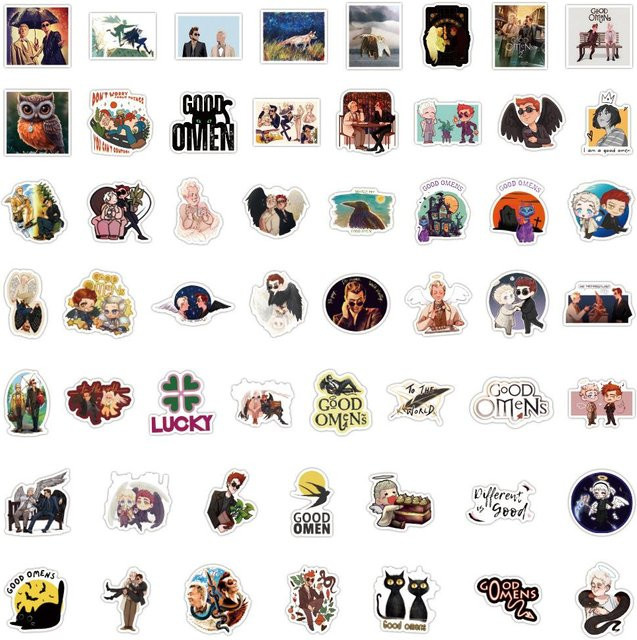 50 Stück Good Omens Graffiti Aufkleber von Binchi Outdoor Product in Multicolour für Koffer, Wasserbecher, Laptop und Auto - Bild 1