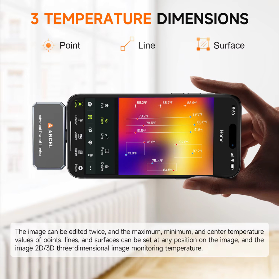 ANCEL IR101 Smartphone-Wärmebildkamera für iOS in Grau mit 256 x 192 IR Auflösung und 25Hz - Bild 6