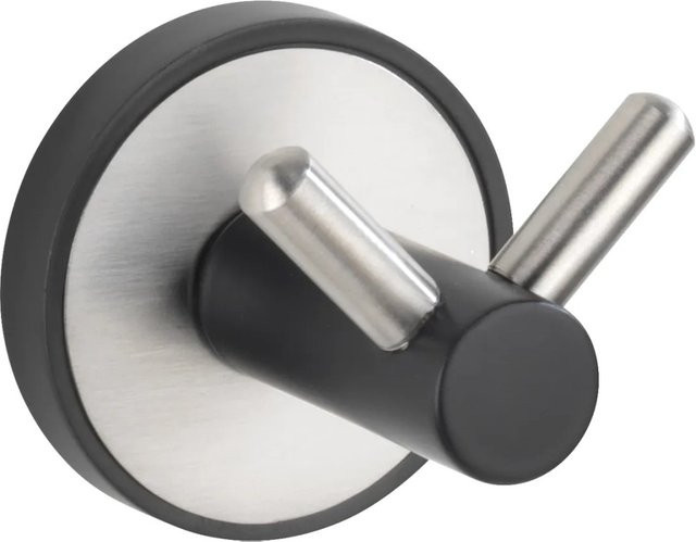 WENKO Wandhaken Duo Udine UV-Loc in Schwarz und Edelstahl - Bild 1