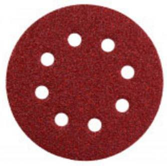Metabo Haftschleifblätter für Exzenterschleifer, 5 Stück, Durchmesser: 125 mm, Körnung: P120, Farbe: Rot, geeignet für Holz und Metall - Bild 1