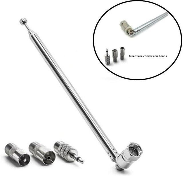 Universal Teleskop Antenne für DAB FM Radio und HiFi AV Empfänger, Silber, Länge: 750 mm - Bild 1