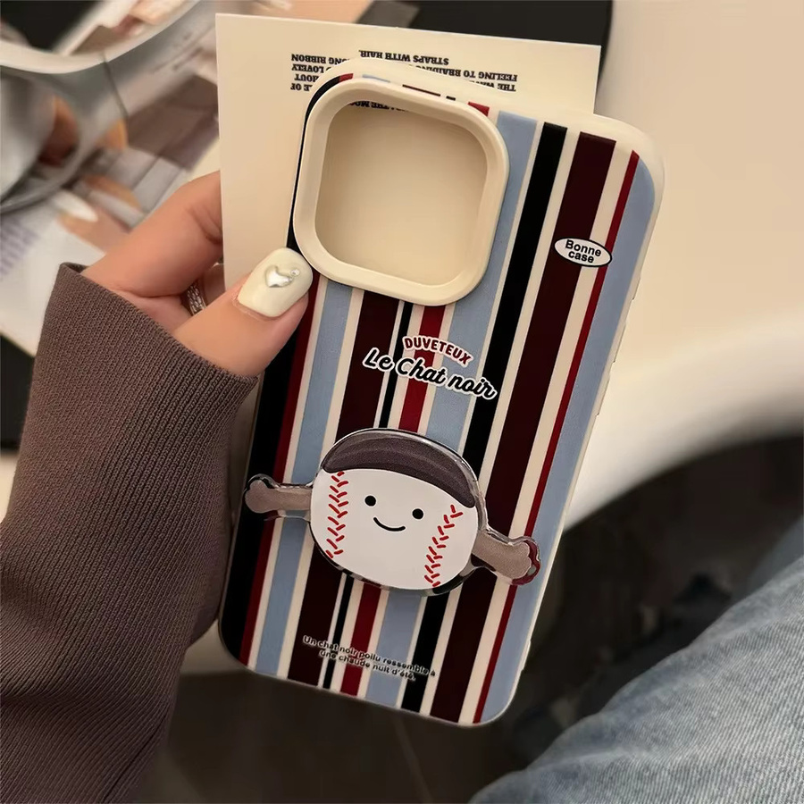 MUQGEW Handyhülle mit Kette im koreanischen Cartoon-Design für iPhone 16, 15, 14, 13, 12 Pro Max, gestreift und stoßfest, multicolour - Bild 3