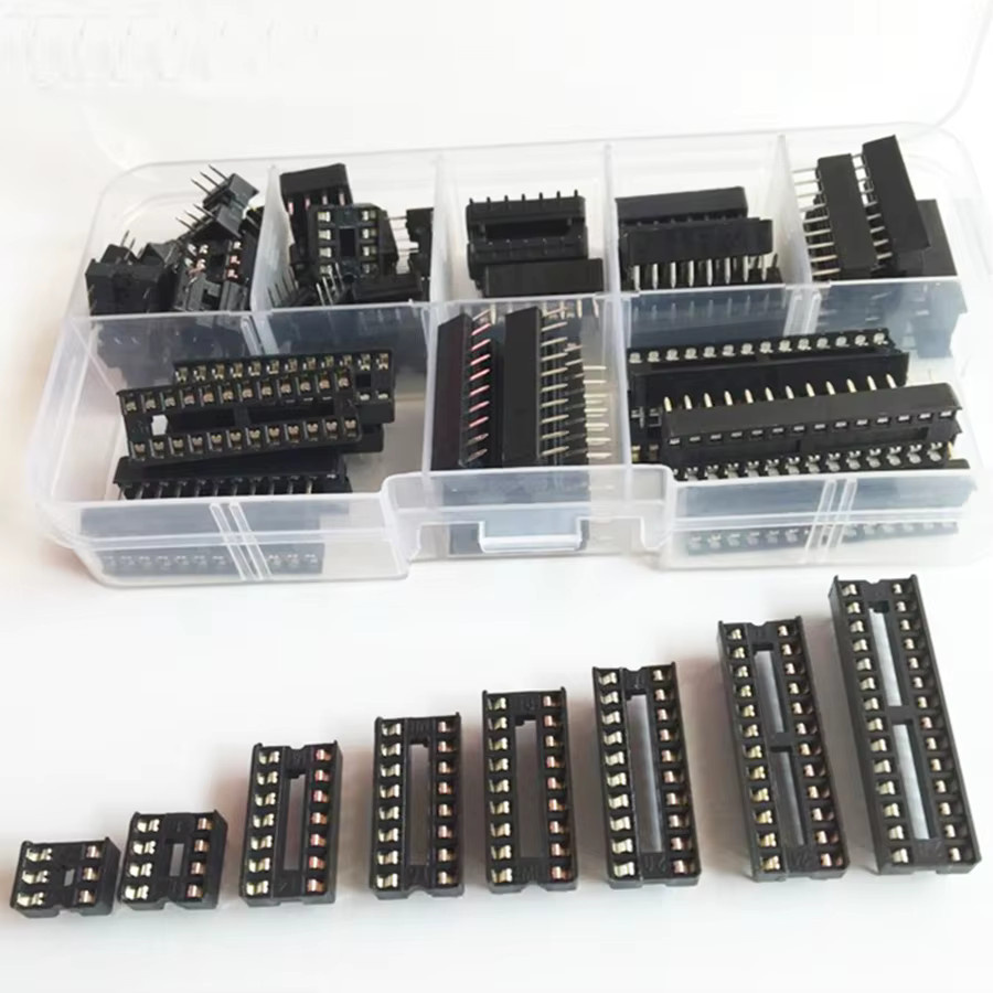 IC Sockel Adapter Set in Schwarz für NE555 UC3842 UC3843 UC3845 24C02 24C04 mit DIP6/8/14/16/18/20/24/28 Pins - Bild 1