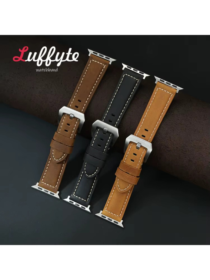 luffyte Uhrenarmband Leder, Schwarz, Herren - Bild 2
