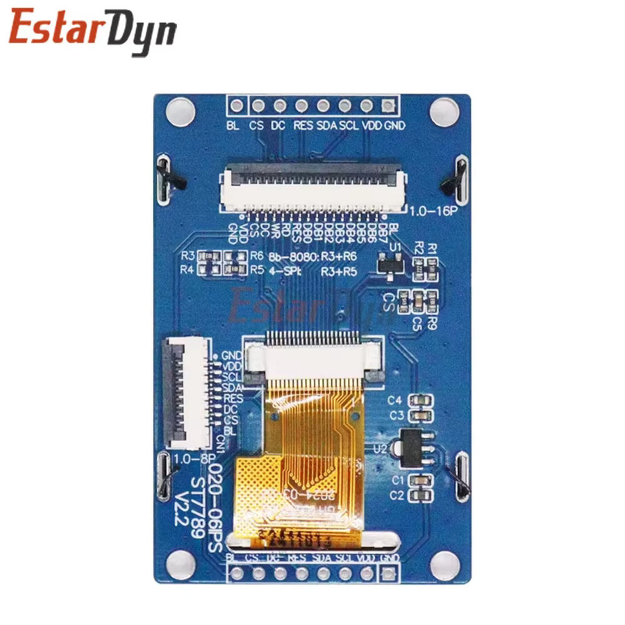 Estardyn TFT LCD Modul ST7789 Vollfarbdisplay mit SPI und paralleler Schnittstelle, 2,0 Zoll, Blau - Bild 2