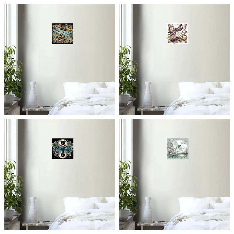 DIY 5D Libellen-Diamantgemälde Set mit runden Kristallen, mehrfarbiges Mosaik-Kunstwerk zur Wandmontage, quadratisch - Bild 1