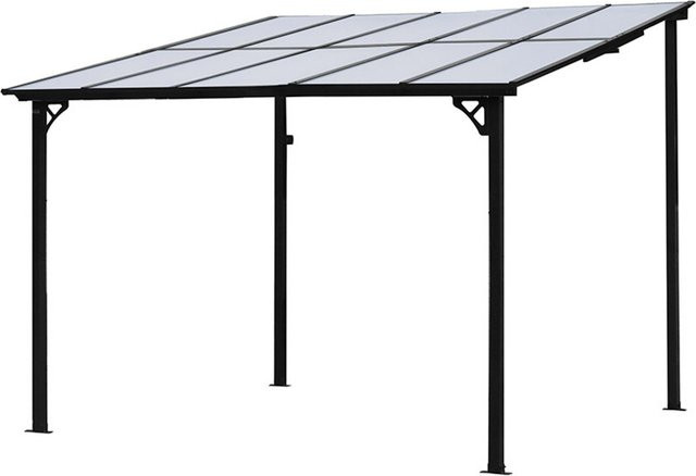 HOME DELUXE Aluminium-Terrassenüberdachung ECO Anthrazit mit transparentem Plexiglas B: 300 cm, T: 300 cm - Bild 1