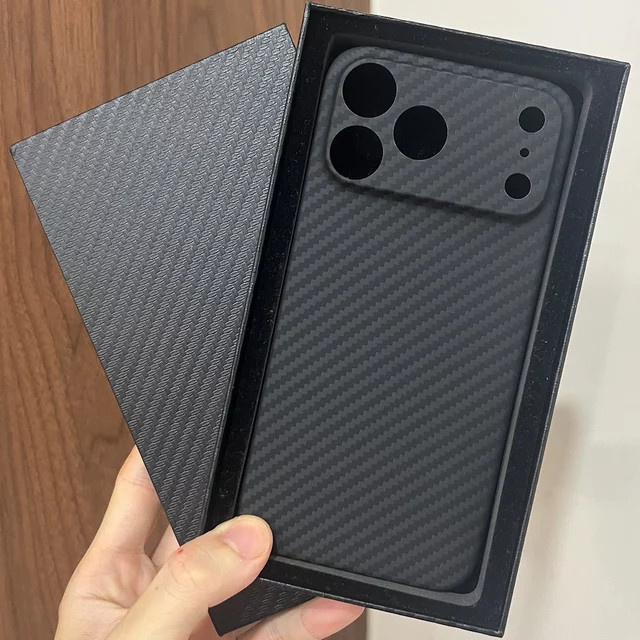 Aramid Carbon Faser Schutzhülle für iPhone 12 bis iPhone 17 Pro Max in Schwarz - Bild 1