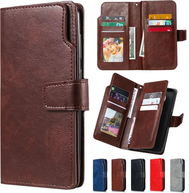 Retro PU Ledertasche als Brieftasche und Rahmenhalter für Xiaomi Redmi Note 12 11 10 Pro sowie Poco X5 M3 M4 Pro in Rot und Braun - Bild 1