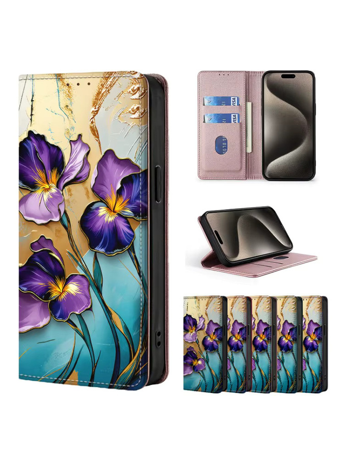 Farbig bemalte Flip Cover Wallet Handyhülle für Motorola Edge 60 70 G72 Fusion S30 G Pure Pro 5G in Grün und Mehrfarbig - Bild 6