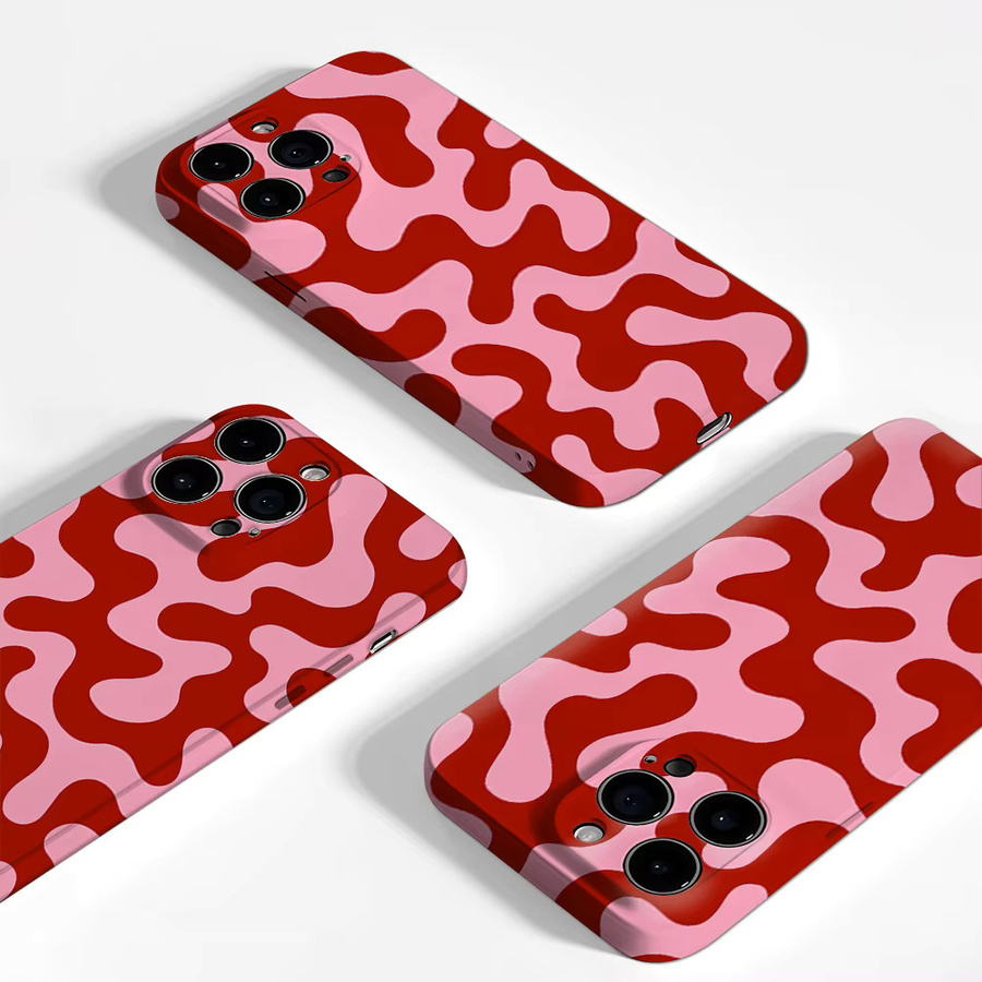 Luxuriöse doppellagige Handyhülle mit rot-rosa Flüssigmuster für iPhone 11 bis iPhone 17 Pro Max und Air Modelle - Bild 3