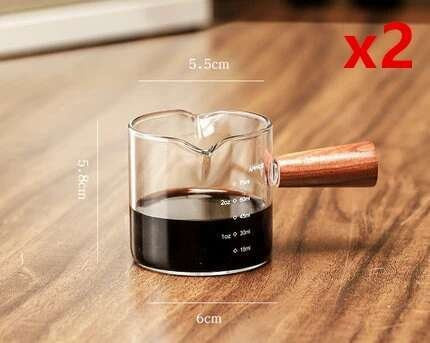 Hitzebeständiges Glas-Milchkännchen mit Massivholzgriff von Yiran Furniture, transparent, 100 ml - Bild 1