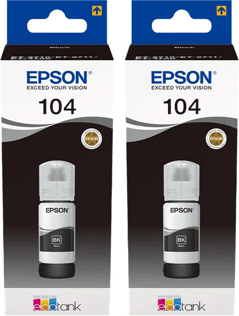 Epson 104 Tintenflaschen Schwarz Doppelpack für Inkjet-Drucker - Bild 1