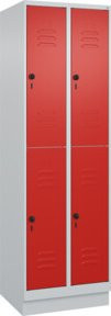 C+P Doppelstock-Spind Classic PLUS mit Sockel und 2 Abteilen, Farbe RAL 3020 Verkehrsrot/Grau, H x B x T: 195 x 60 x 50 cm - Bild 1